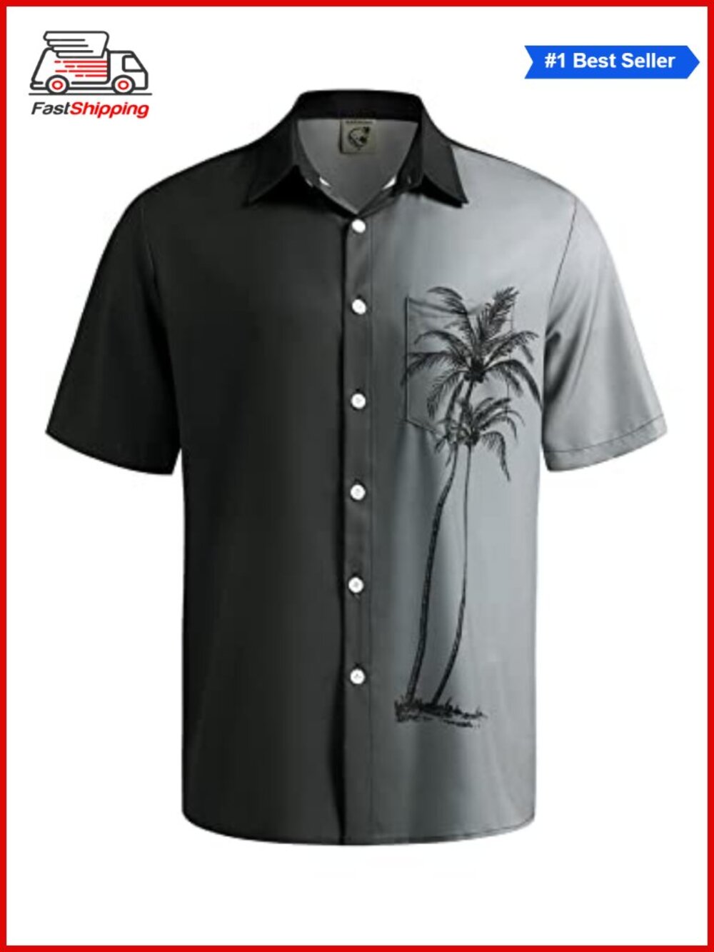 ✨Hardaddy Men's Coconut Print Hawaiian Button Down Shirt